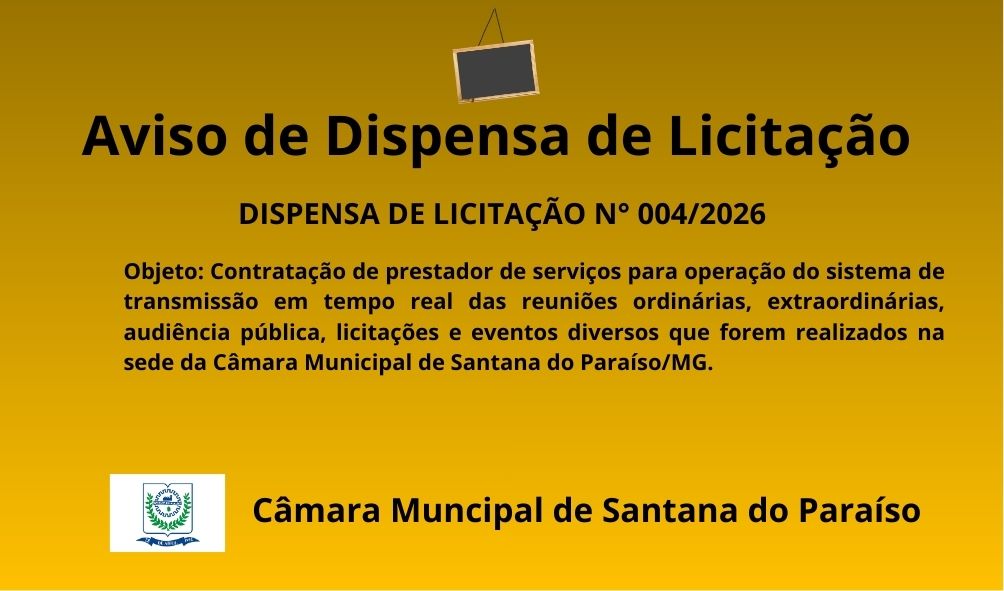 AVISO DE DISPENSA DE LICITAÇÃO N° 004/2026