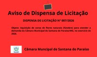 AVISO DE DISPENSA DE LICITAÇÃO N° 007/2026