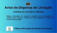 AVISO DE DISPENSA DE LICITAÇÃO N° 009/2026