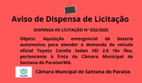 AVISO DE DISPENSA DE LICITAÇÃO N° 032/2025