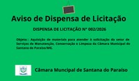DISPENSA DE LICITAÇÃO N° 002/2026