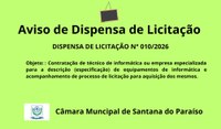 DISPENSA DE LICITAÇÃO N° 010/2026