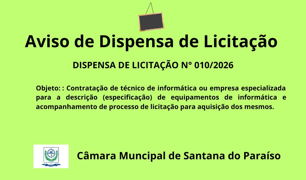 DISPENSA DE LICITAÇÃO N° 010/2026